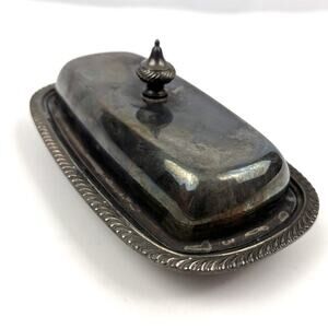 VTG Oneida Silver Plated FIESTA Covered Butter Dish with Glass Insert